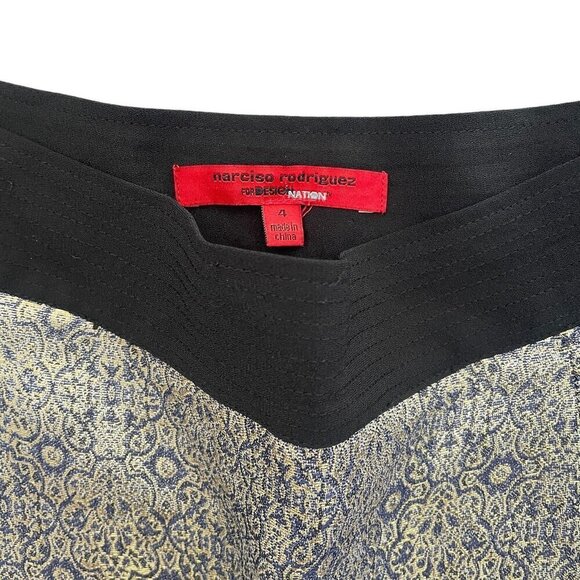 Narciso Rodriguez by Design Nation Metallic Gold & Black A-line Skirt | Size 4 - Picture 3 of 9
